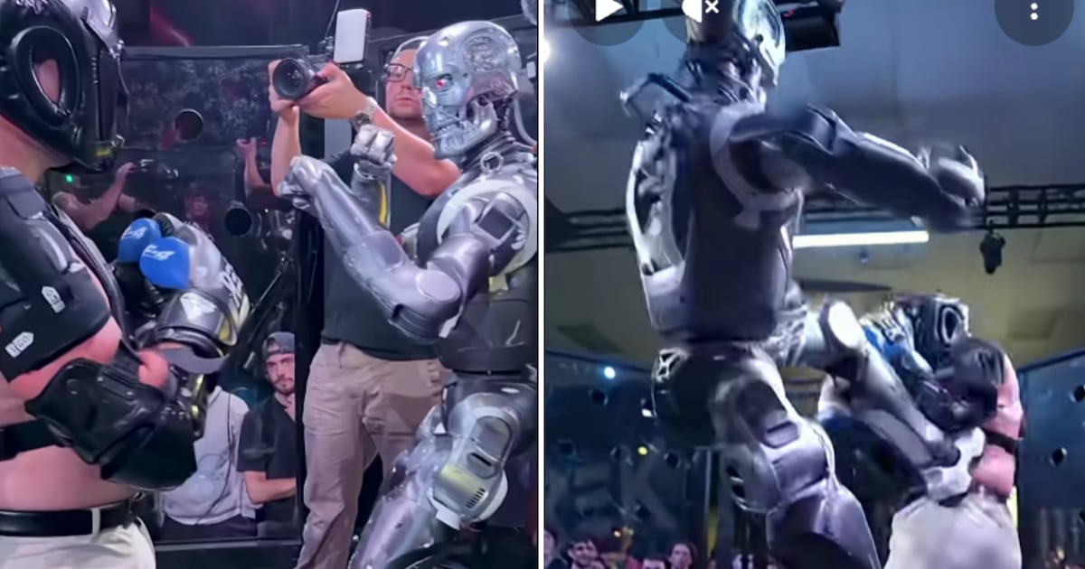 Un influencer se subió a una jaula con robots humanoides en San Francisco, terminó con la mano lastimada y desató una pelea con la Comisión Atlética