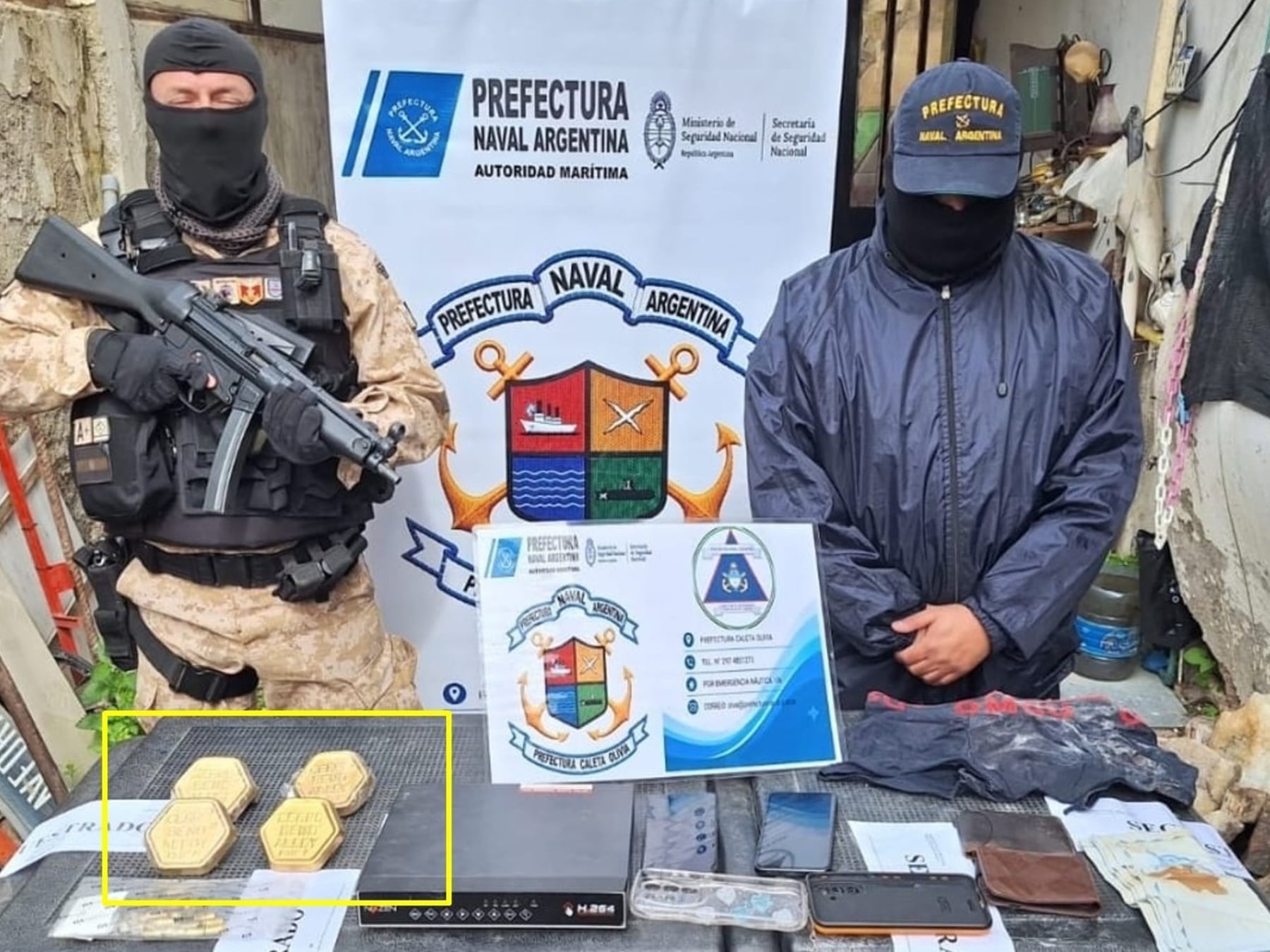 Caleta Olivia: lo que la Prefectura presentó como oro de mil millones de pesos resultó ser una aleación usada en radioterapia
